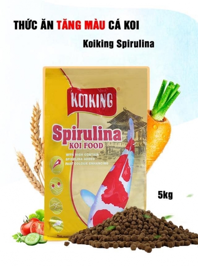Thức ăn cá Koi Koiking Spirulina Tăng Màu (5kg-SizeM)