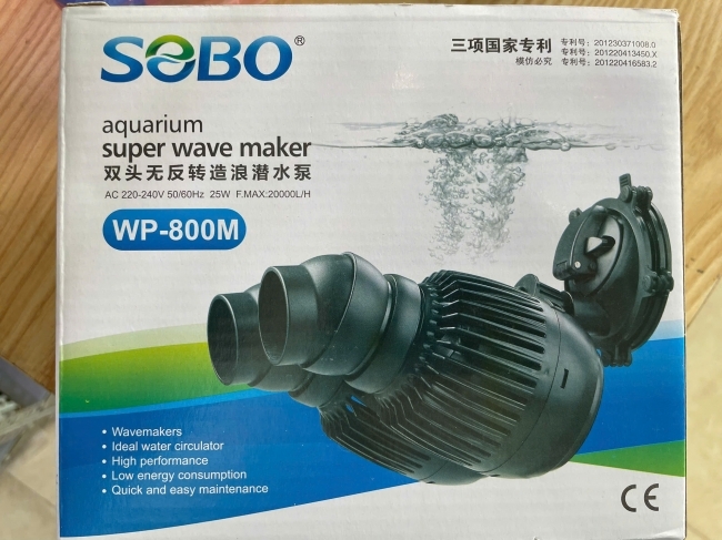 Máy thổi luồng, tạo sóng Sobo 800M 2 đầu cho bể cá cảnh nước ngọt và nước mặn