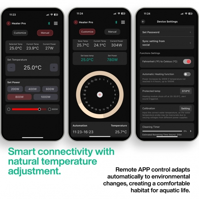 Sưởi bể cá Chihiros sử dụng App điện thoại, tùy chỉnh công suất 10-1000W