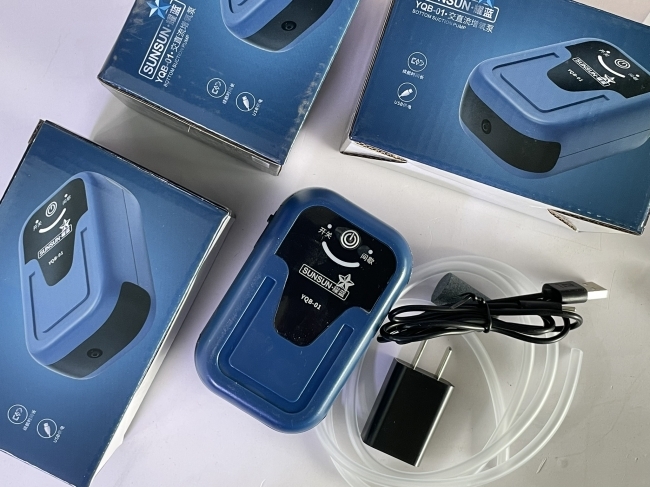 Máy sủi tích điện Sunsun YQB 01 cho bể cá cảnh, bể thủy sinh, hoạt động siêu êm, đầy đủ phụ kiện