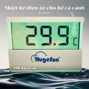 Nhiệt kế cho bể cá cảnh Hugesun trong suốt, độ chính xác cao, màn hình hiện thị rõ nét có tặng kèm pin